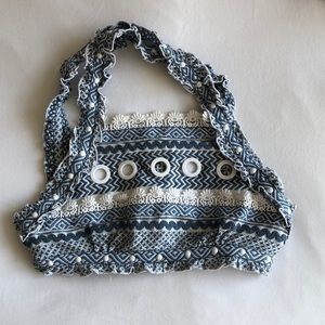 Blue and white crop top